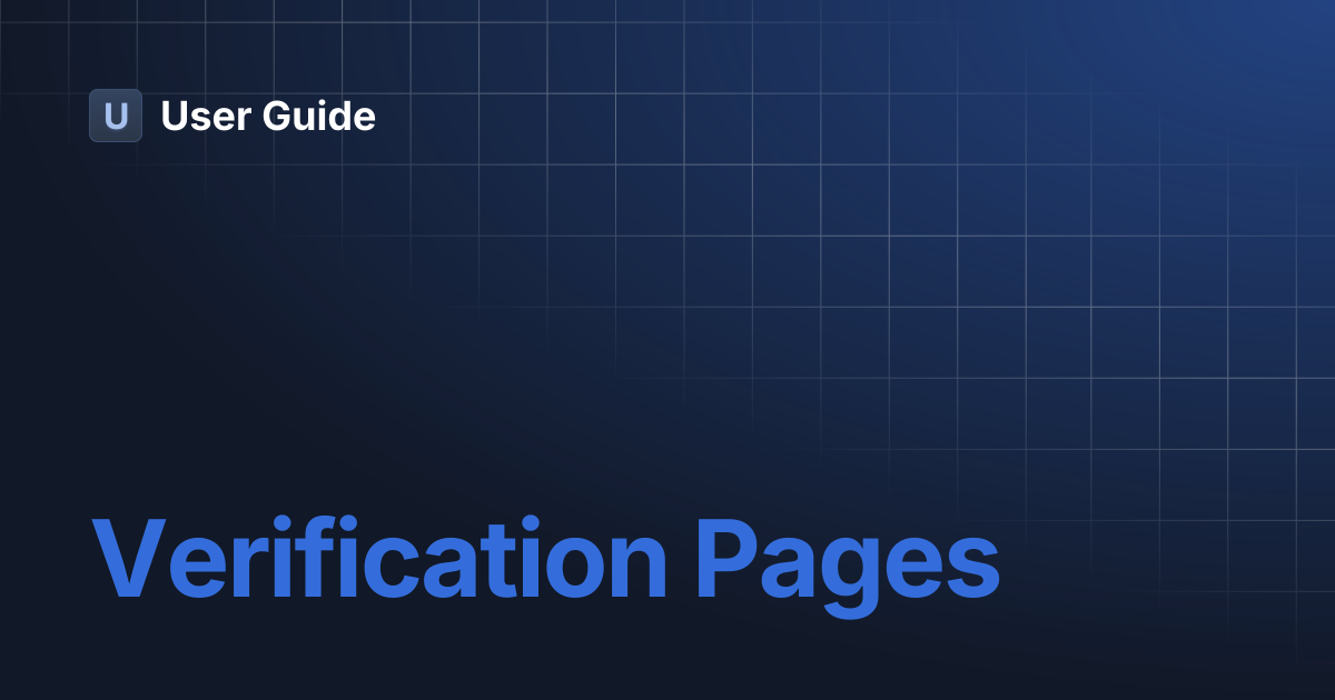 Verification Pages | User Guide